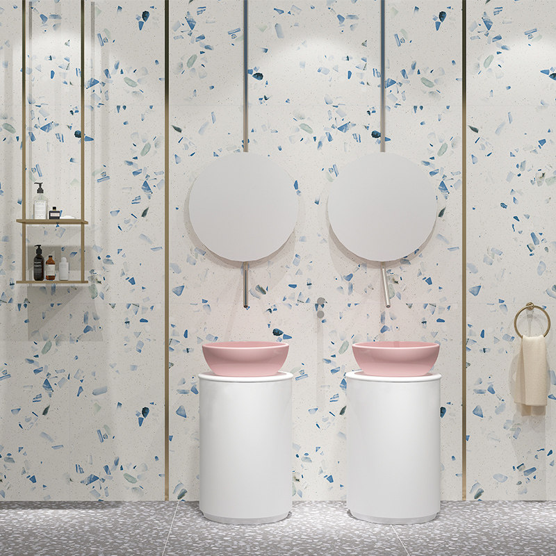 Fish love sugar blue particles 600x1200 terrazzo tile Modern simple living room bathroom balcony wall and floor tiles