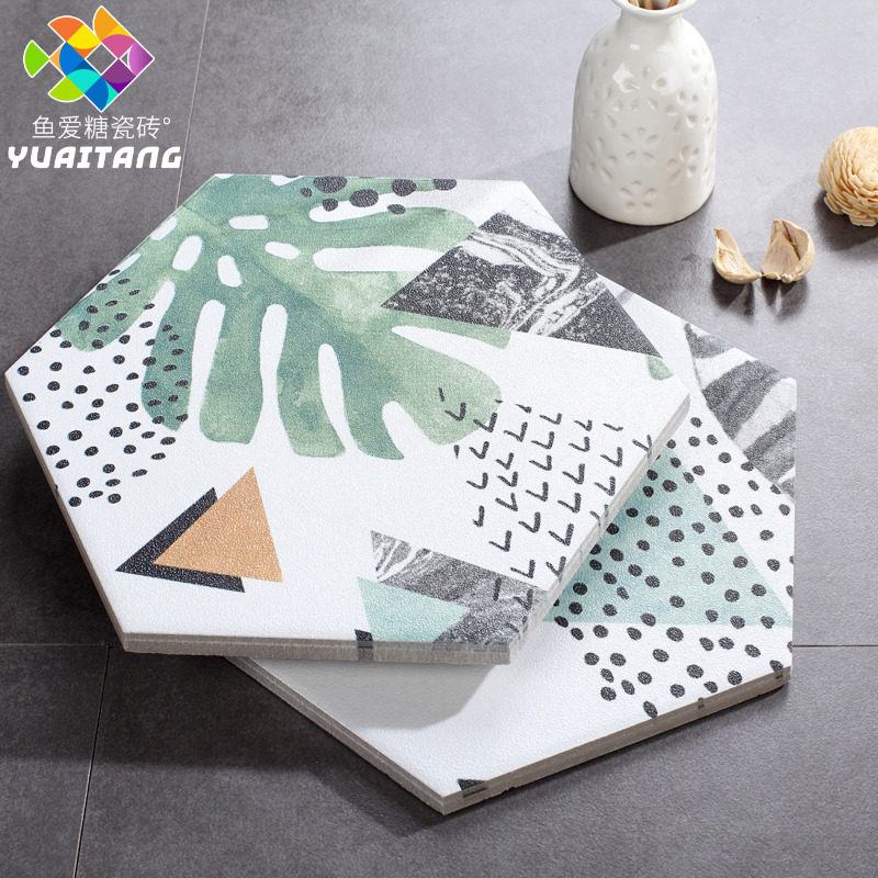 Nordic Hexagon Brick Ins plant Confectionery Glazed Hexagon Tile Kitchen Make-up Room Wall Brick 200 200 * 230 Antique Brick