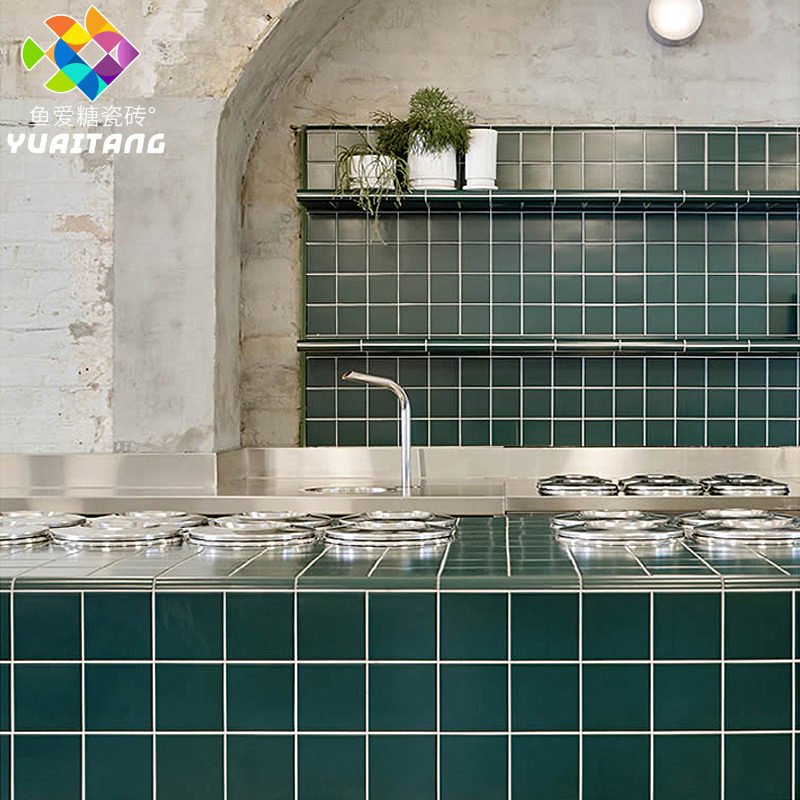 Nordic Simplicity Joins Wind All Porcelain Matt Ink Green Tile Mosaic Kitchen Make-up Room Bathroom Wall Brick