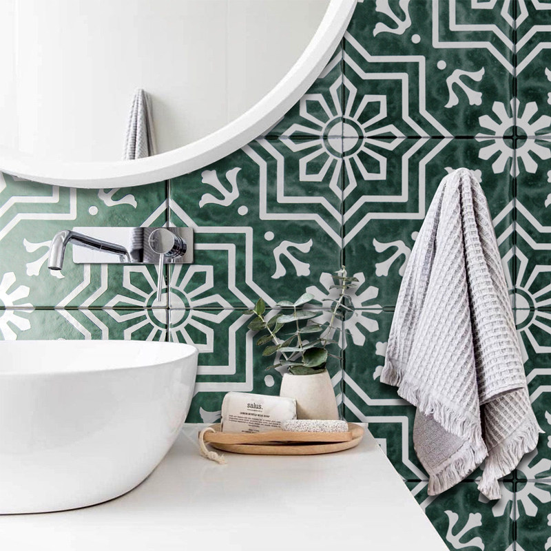 Fish Love Sugar Ink Green Handmade Brick 200 minimalist Makeup Room Kitchen Wall Floor Tiles Balcony Bathroom Retro Floor Tiles