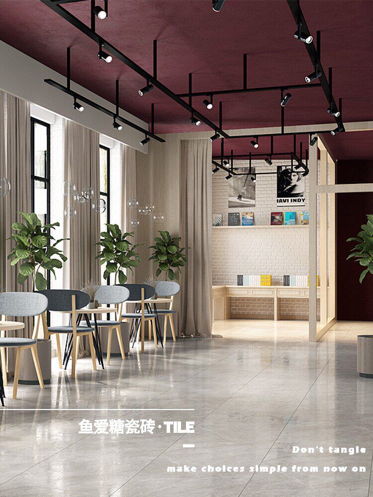 Fish love sugar modern simple imitation marble tile guest dining room bright floor tile villa full porcelain wall floor tile 1200