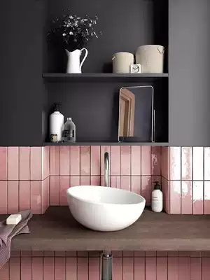 Fish love sugar French pink kitchen powder room wall tiles Balcony ins small square tiles Net red theme dining room tiles