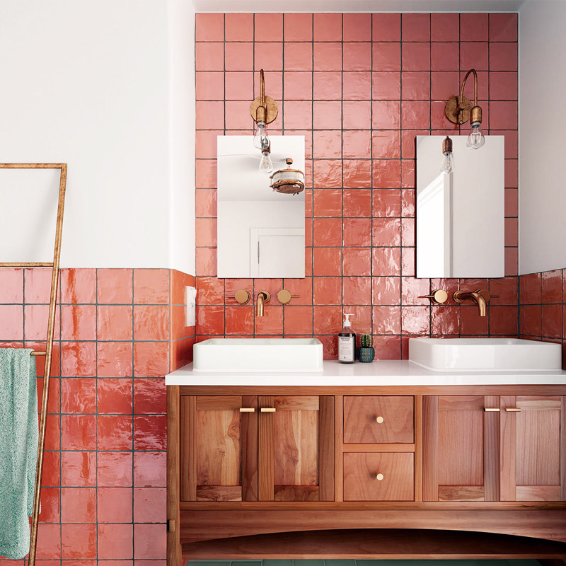 Fish love sugar Spanish style small square brick Kitchen and bathroom colorful wall brick B & B colorful glazed brick Theme restaurant tile