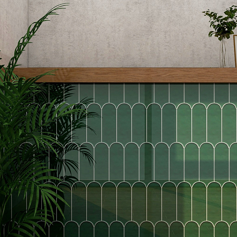 Nordic Tile Mesh Red Dining Hall Kitchen Dressing Room Handmade Tile Kitchen Background Wall Sector Peacock Feather Brick