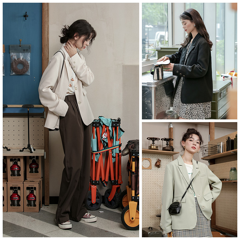 Morin Mojin net red small suit jacket women's 2022 autumn top Korean version all-match back slit design suit