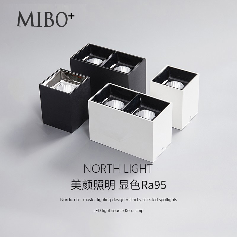 Living room without main light led surface mounted spotlight anti-glare double-headed bold light aisle ceiling-mounted downlight square box light