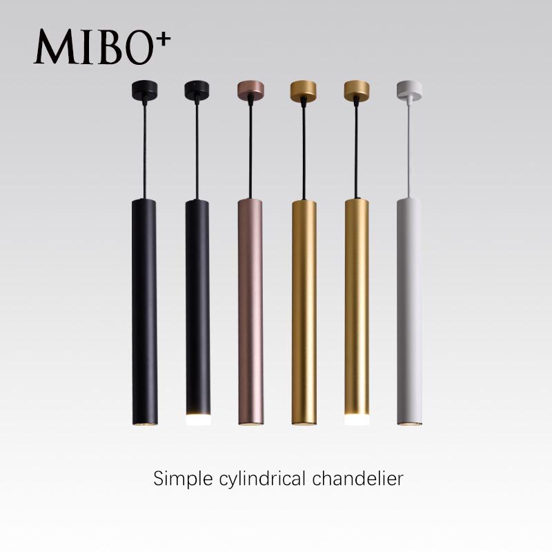 Led bar chandelier long cylinder cylindrical simple modern front desk creative dining room hot pot shop golden decorative chandelier