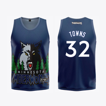Basketball uniform single coat male Timberwolves No. 32 Downs Jersey sports quick-dry training vest bf wind loose