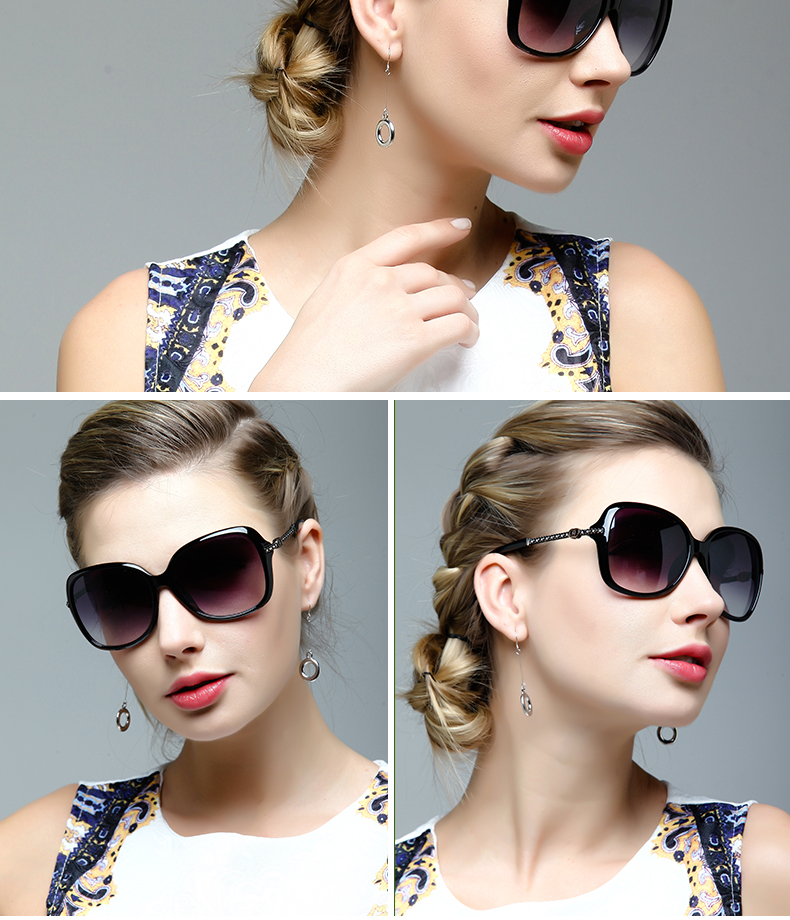 2019 Zoya kính râm nữ Polarized mặt tròn Hộp lớn Cá tính thanh lịch Thoải mái cổ điển rhinestone kính râm hàng hiệu