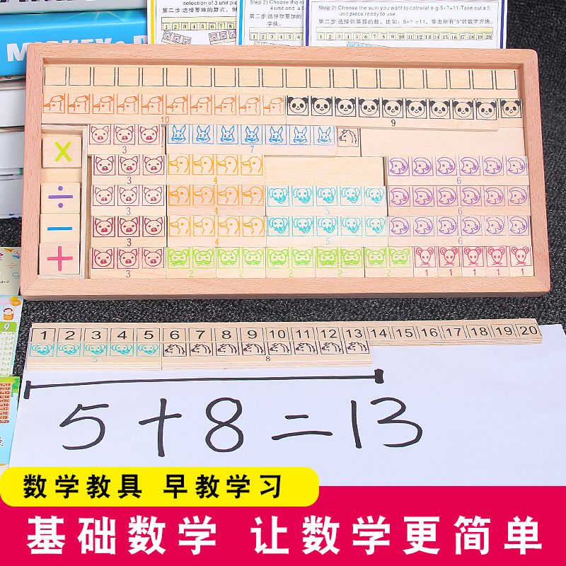 Children's multiplication and division mathematical calculation frame arithmetic teaching aids children's numbers stick addition and subtraction Enlightenment elementary school students counter