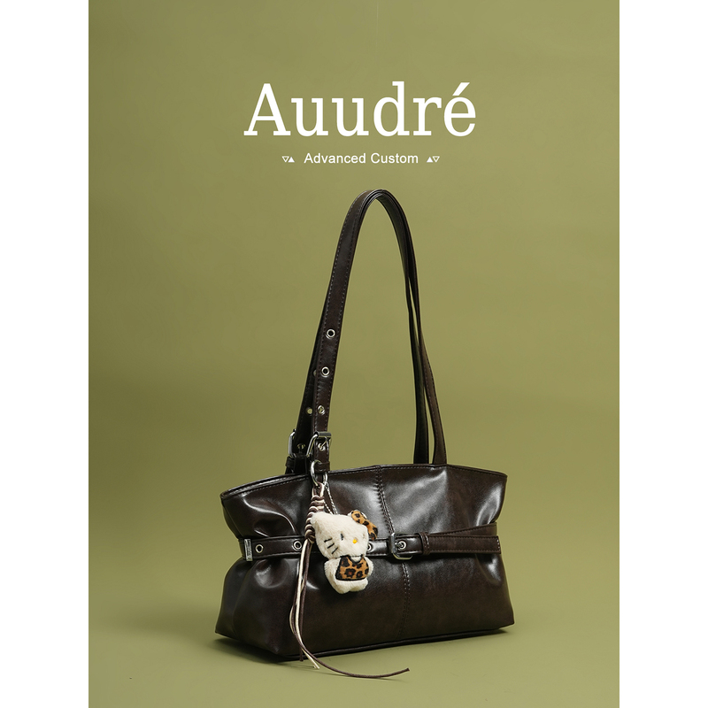 Auudre High-End Retro Large-Capacity Shoulder Underarm Bag for Women 2026 New Summer Commuter Baguette Bag