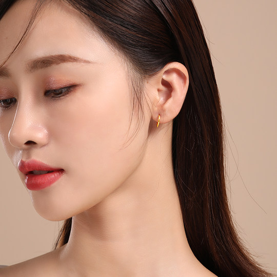 Gold earrings 999 pure gold ear bone nail rings for ear piercing pure gold earrings Valentine's Day gift for boyfriend