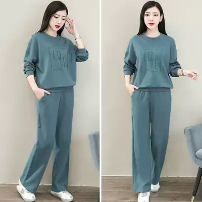 Autumn 2021 new women's suit foreign school age reduction leisure sports two-piece spring and autumn cotton casual top sportswear