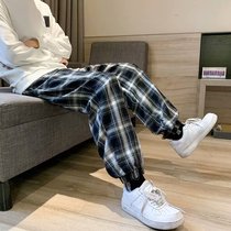 Plaid pants mens casual pants summer thin Korean version of the trend Joker loose spring and autumn foot sports pants trousers