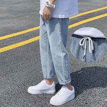 2021 summer thin straight jeans mens fashion brand loose casual tether boys Korean version wild pants nine points