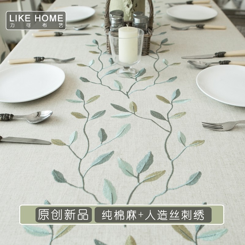 Original cotton linen embroidery tablecloth table flag suit fabric American Nordic TV cabinet home tablecloth table cloth coffee table