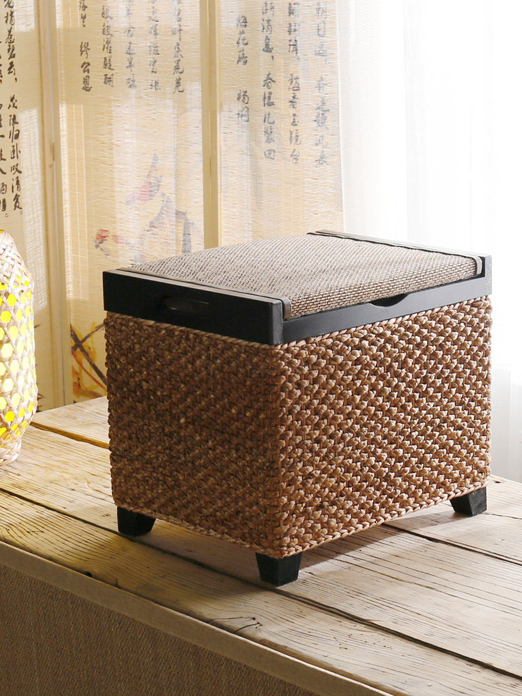 Nordic vines Containing Stool storage for changing shoes Stool Finishing Box Rattan sofa Stool Makeup Stool can be put on a footrest stool