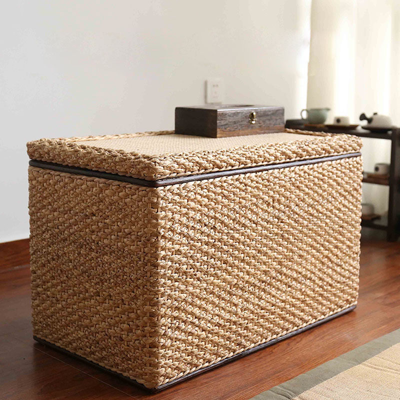 Wei Yue Tian Yuan Rattan Weaving Square Casual Changing Shoes and Bench Rattan stool Bench Sofa stool Bench Grass-knitted sitting pier-Taobao