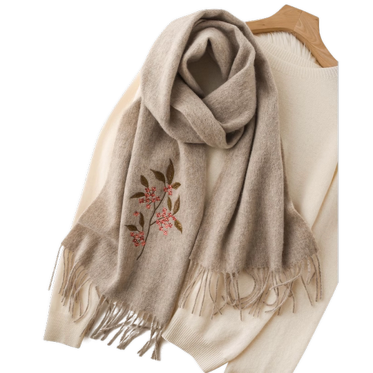 Women's embroidered wool scarf for elder mother
