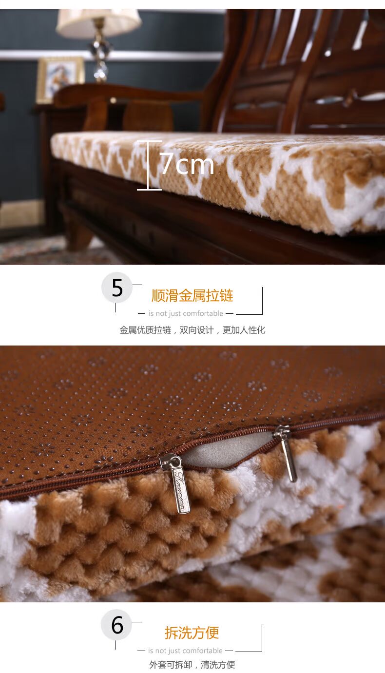 Sofa gỗ đệm mùa đông dày màu đỏ sofa gỗ đệm bọt biển không có tựa lưng đệm chống trượt có thể tháo rời và có thể giặt mẫu đệm ghế đẹp