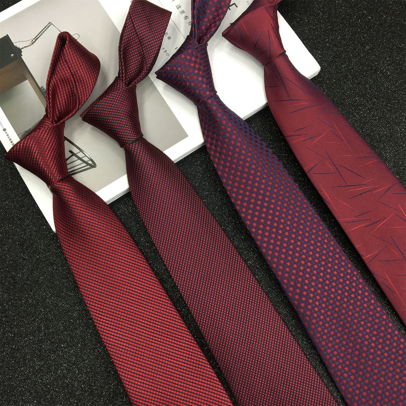 Men's Pure Burgundy Dark Red Maroon Twill Checkered Polka Dot Tie Formal Wear Groom Wedding Korean Style Men's Pure Burgundy Dark Red Maroon Twill Checkered Polka Dot Tie Formal Wear Groom Wedding Korean Style