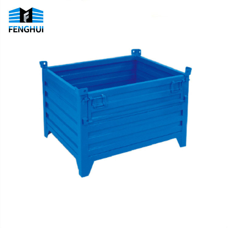 Factory direct turnover box Iron box Heavy duty mobile storage cage with wheels Metal turnover box stacker customization