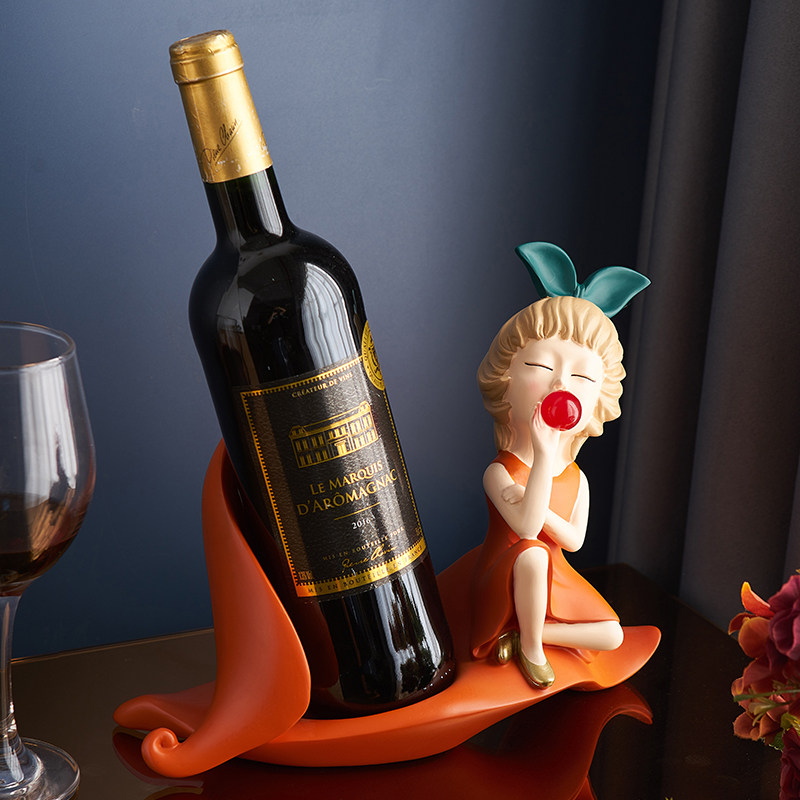 Nordic light luxury modern creative home living room wine cabinet decoration Entrance key storage red wine rack desktop decoration