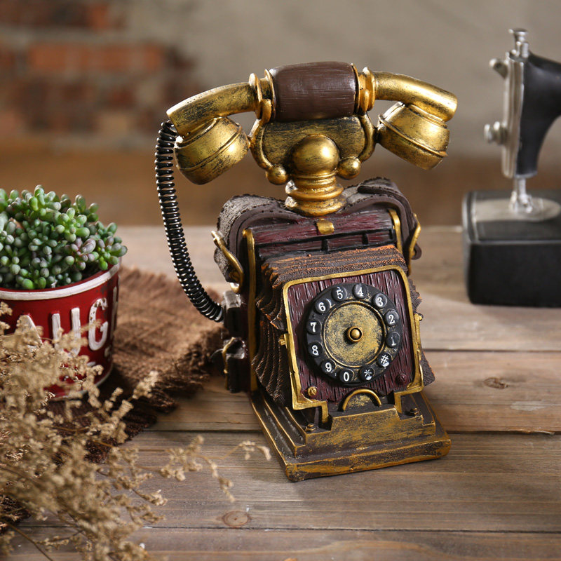 European-style creative room decoration Home living room decoration Retro telephone small ornaments Clothing milk tea shop decoration