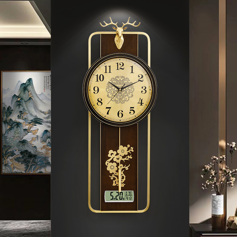 New Chinese hanging bell household living room brass clock light extravagant atmosphere Wanyear hanging table muted rocking clock hanging wall-Taobao