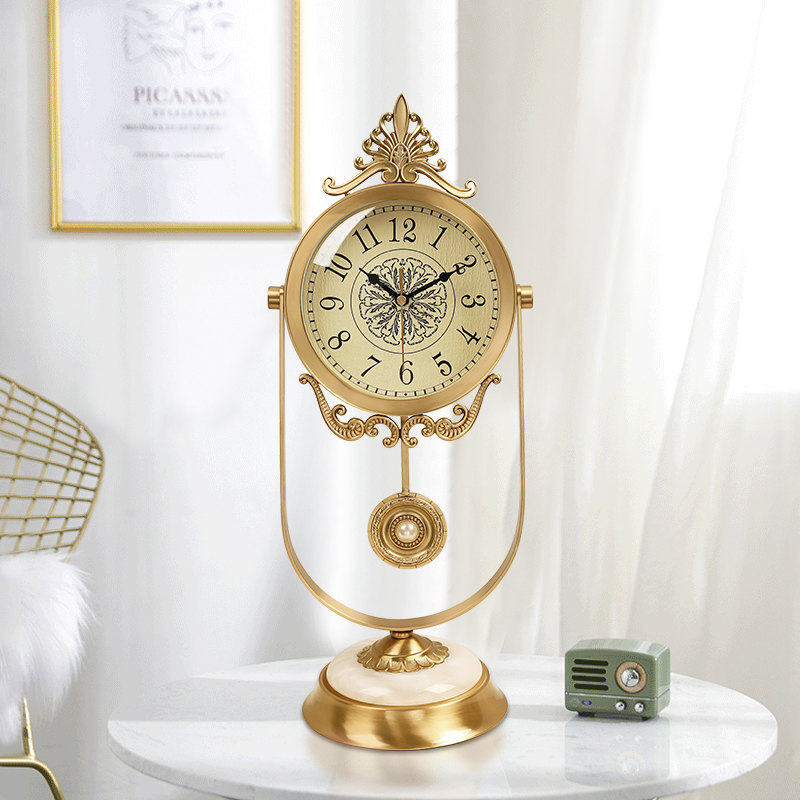 Eurostyle pure brass seat clock modern minimalist Xuanguan Living room bedroom home Decorative Creative Seat Clock Villa Hem