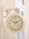 Double-Sided Wall Clock, European-Style Creative Clock, Living Room Silent Pastoral Clock, Two-Sided Personalized Fashionable Modern Simple Wall Clock