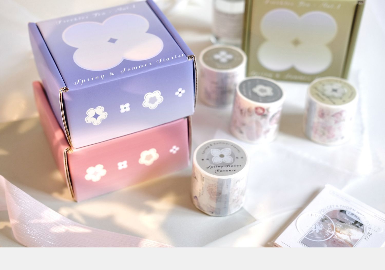 【預售】Vol4 春夏Florist組 雀斑茶新品手帳膠帶 和紙/PET - 膠紙/膠帶/紙膠帶 - 紙 白色