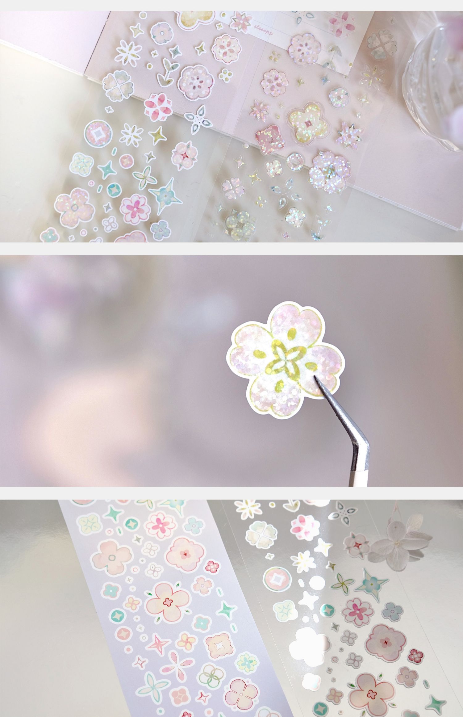 【預售】Vol4 花簾 雀斑茶新品原創模切貼紙卷 - 膠紙/膠帶/紙膠帶 - 紙 紫色