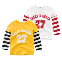 2021 autumn childrens clothing Korean version of the boys long-sleeved T-shirt pure cotton childrens clothing spring and autumn baby base shirt tide boy