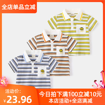 Boys short sleeve polo shirt children lapel stripe 2022 summer new Korean version baby kids T-shirt top tide