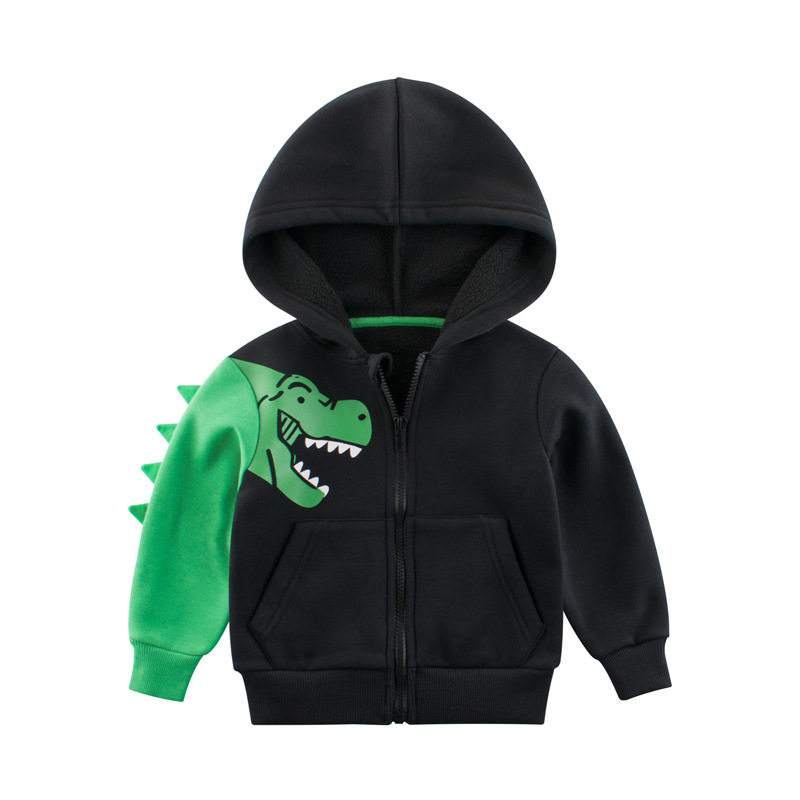 Children's sweatshirt and velvet coat new hoodie Korean edition children's clothes dinosaur cartoon boy baby with velvet coat fashion boy