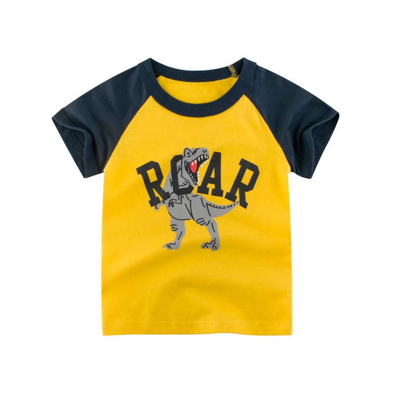 Korean version of children's summer 2021 new children's short-sleeved T shirt boy baby dinosaur cotton short-sleeved top fashion children