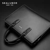 New mens bag Business briefcase high-end minimalist buffalo leather inclined cross handbag horizontal zipped zipped notebook computer bag