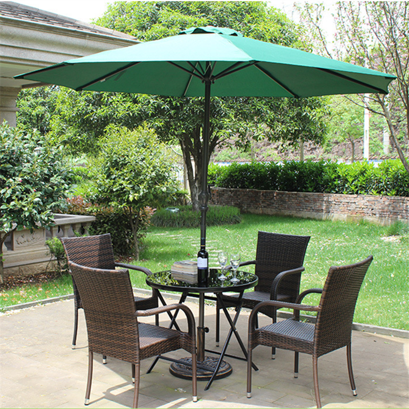 Outdoor table and table tea table Leisure combination open-air balcony rattan with table and chairs three-five-piece outdoor table and chairs umbrella