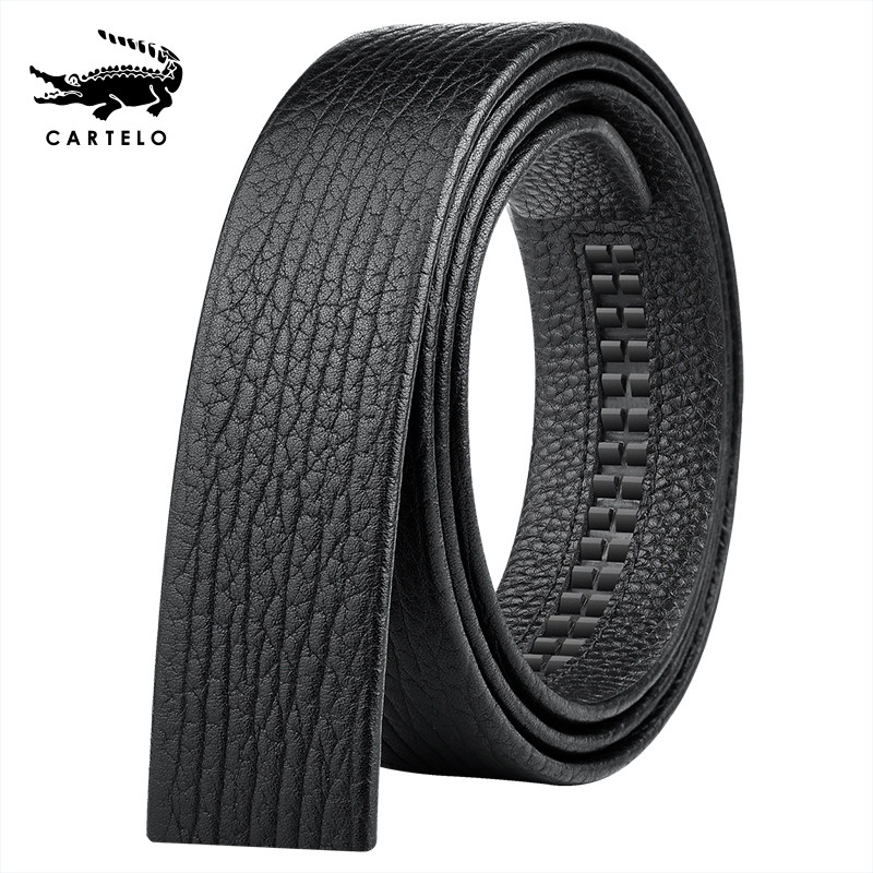 Crocodile Leather Strap Men Genuine Leather No-Lead Automatic Buckle Without Head Waist Lead Layer Pure Cow Leather Pants With Strip Water Ripple