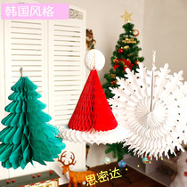 Honeycomb paper Christmas tree hat Christmas hanging decoration decoration arrangement Christmas Flower party decoration