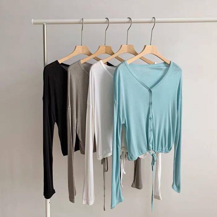 Fashion extractable wearing face mask sports T-shirt modern dance practice Loose Knit Temperament Dance Suit Yoga Wear Thin