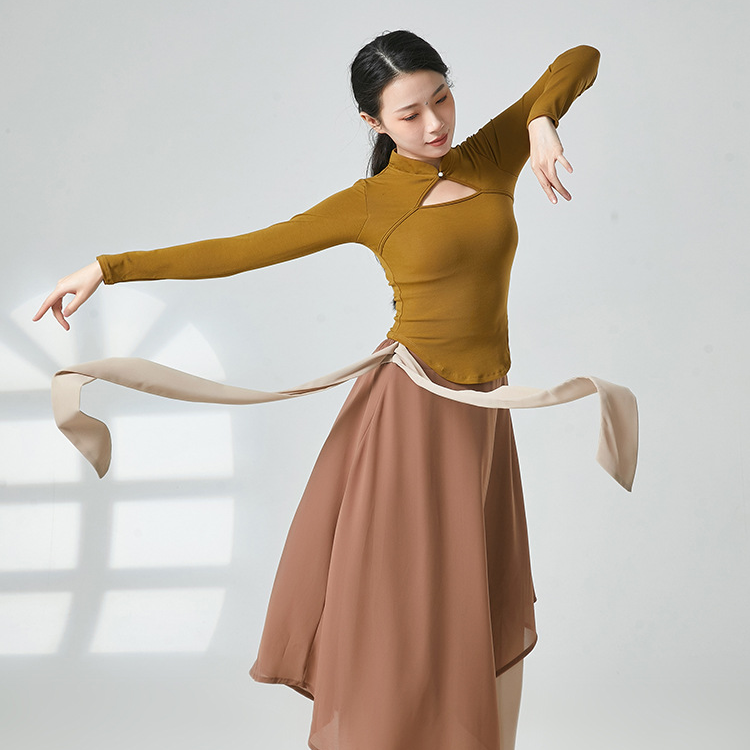 Women's Dance Costume Classical Dance Costume Chinese Flag-style Leader Sleeve Stretch-shaped Yoga Clothes