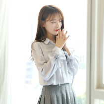 2021 Spring New Korean Lantern Sleeve Chiffon Shirt Female Loose Joker Ladies Chiffon Shirt