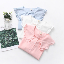 Baby collar chiffon shirt female super fairy 2019 summer Korean version of seven-point sleeve chiffon top base shirt women tide