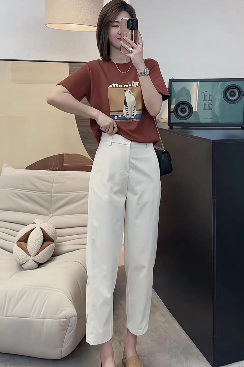 しわ防止シュルート九分丈鎌パンツレディースカジュアルスリムバルーンパンツ2024新作テーパードナローバージョンスーツパンツレディース