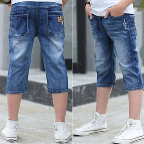 Chàng trai denim quần short bảy điểm mùa hè mỏng giữa quần trẻ em lỏng quần ngựa thời trang mới quần năm điểm Hàn Quốc phiên bản