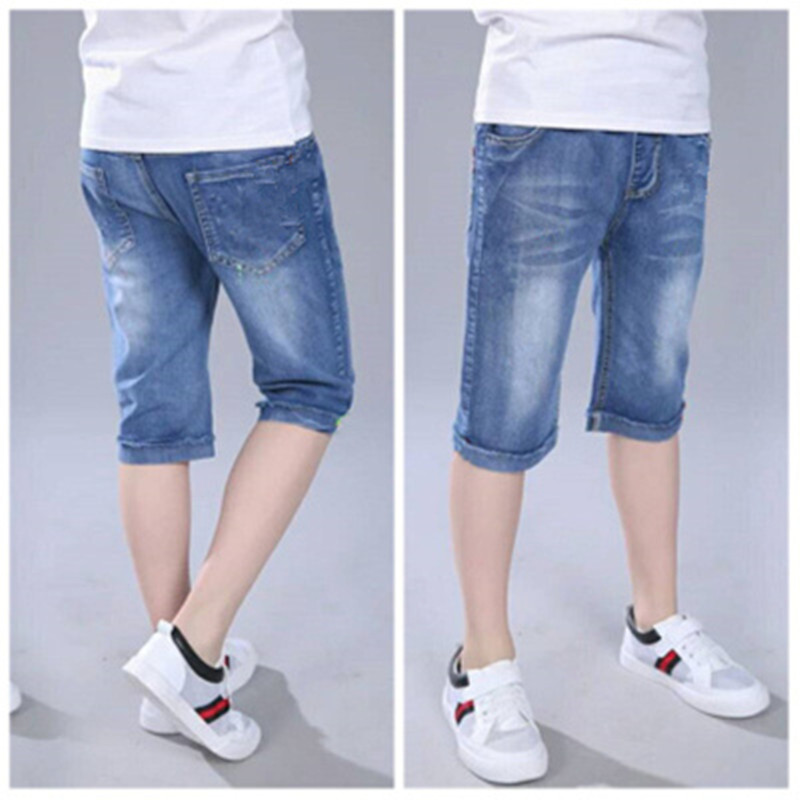 quần trẻ em dành cho trẻ em mỏng của quần denim bảy điểm chàng trai trung niên nam quần bên ngoài mùa hè mặc lỏng thủy triều.