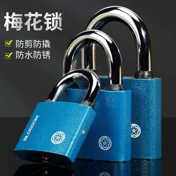 Plum Blossom Lock Pure Copper Lock Cylinder Door Lock Copper Core Lock Blue Waterproof Rust-Proof Lock Outdoor Lock Cabinet Warehouse Iron Door Lock