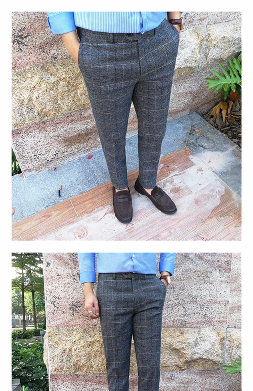 Mới retro phong cách thời trang Anh kinh doanh quý ông miễn phí kẻ sọc nóng phù hợp với quần tây chân nam quần tây giản dị quần âu nam trung niên